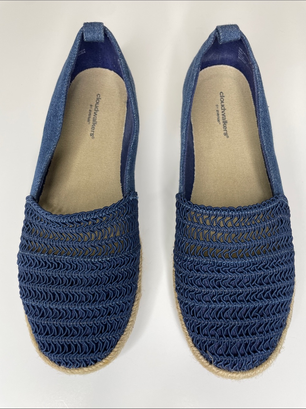 CLoudwalkers Blue Denim Espadrille Slip-On Coastal Grandma Flat Shoes 9W